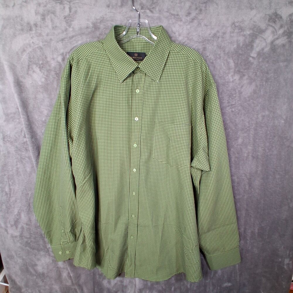 Bugatchi Uomo Shepherd's Check Button Down‎ Shirt Mens XXl Green